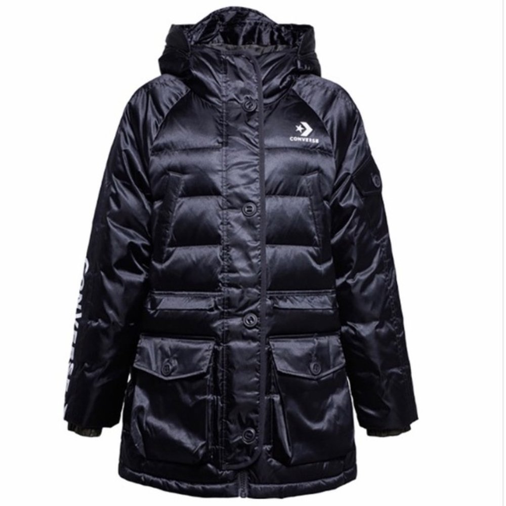 💖MEGA SALE💖Converse Iridescent Sideline Jacket Black Women's S XS 10006987-A02 - Picture 6 of 12